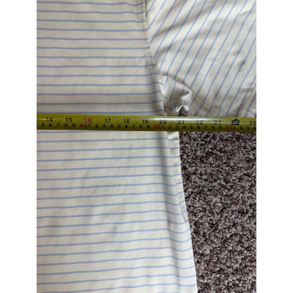 FootJoy Mens Large ProDry Golf Polo Shirt Yellow Blue Striped Short Sleeve FJ - Picture 4 of 5